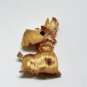 Piscitelli, Vintage, Gold Scottish Terrier Brooch, Scotty Dog, Schnauzer